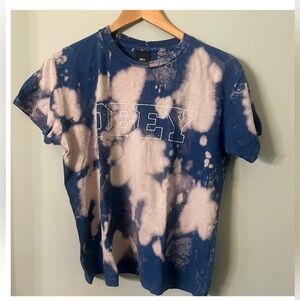 Obey blue-white tie dye shirt